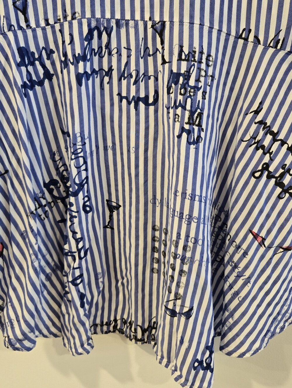 Chicos blue striped button front Top Shirt Blouse Sz M Petite Preppy Nautical - Picture 6 of 8